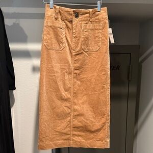 Maeve Tan Corduroy Midi Skirt
